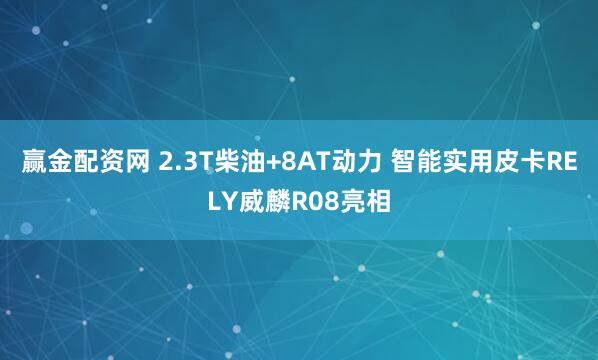 赢金配资网 2.3T柴油+8AT动力 智能实用皮卡RELY威麟R08亮相
