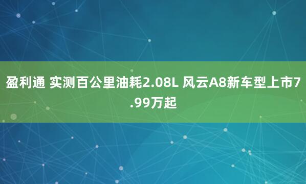 盈利通 实测百公里油耗2.08L 风云A8新车型上市7.99万起
