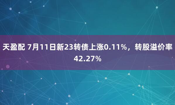 天盈配 7月11日新23转债上涨0.11%，转股溢价率42.27%