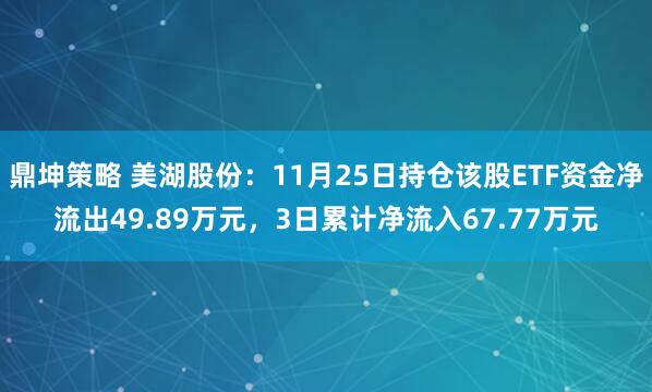 鼎坤策略 美湖股份：11月25日持仓该股ETF资金净流出49.89万元，3日累计净流入67.77万元