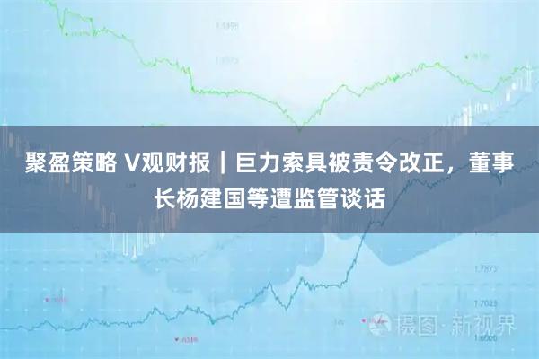 聚盈策略 V观财报｜巨力索具被责令改正，董事长杨建国等遭监管谈话